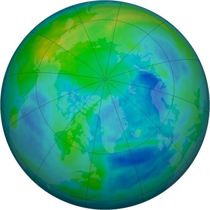 Arctic ozone map for 02 October 1992